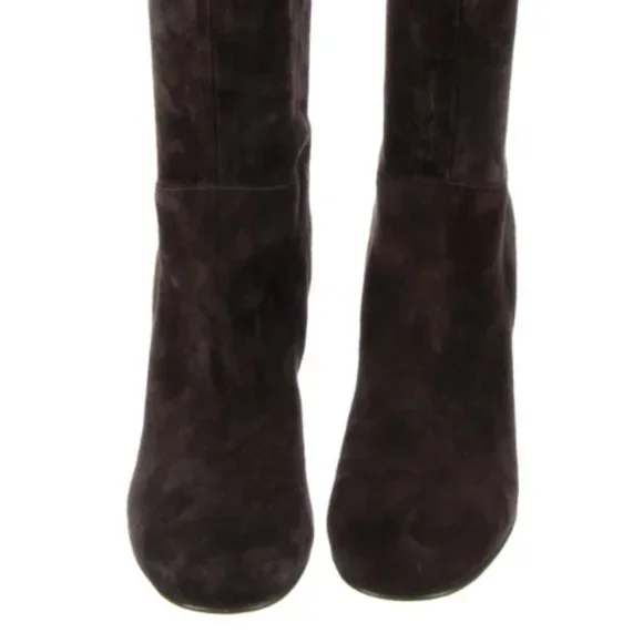 DOLCE & GABBANA suede over the knee THIGH BOOTS chocolate brown 37 6.5 scrunch - Picture 3 of 9